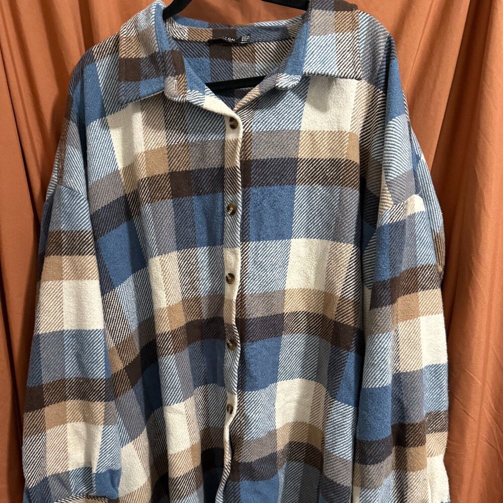 Nasty Gal Collection Blue and Brown Flannel